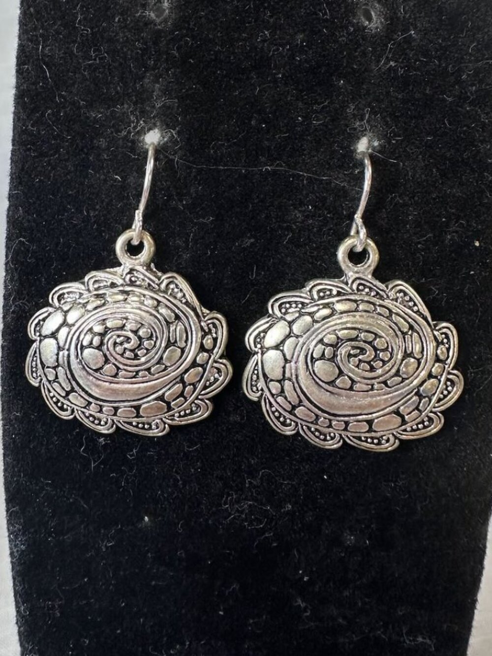 Swirly Silver Tone Dangle Earrings
